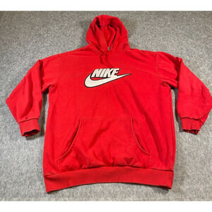 Vintage Nike Spell Out Red Hoodie Sweatshirt Mens Size L Pullover Center GrayTag